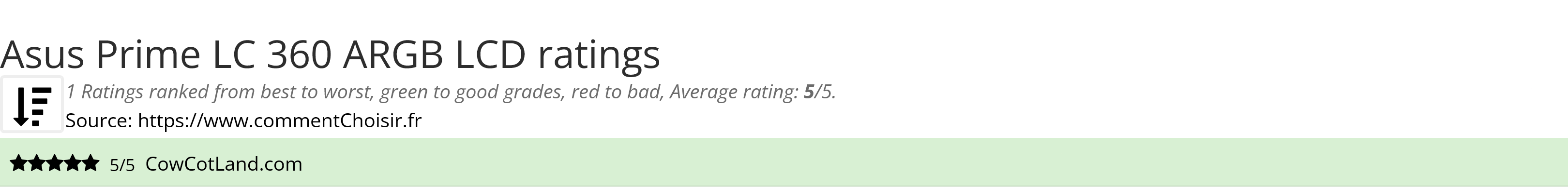 Ratings Asus  Prime LC 360 ARGB LCD