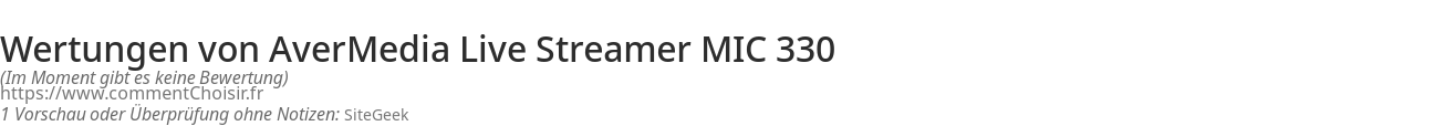 Ratings AverMedia Live Streamer MIC 330