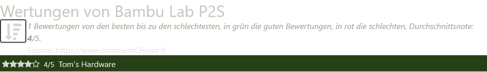 Ratings Bambu Lab P2S