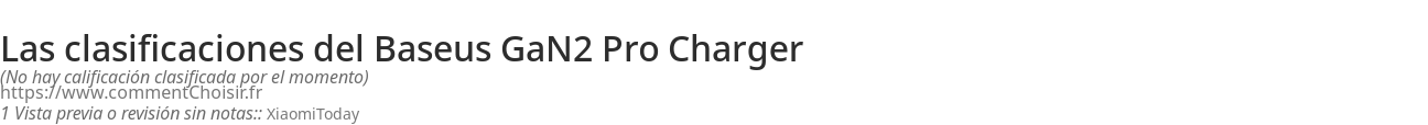 Ratings Baseus GaN2 Pro Charger