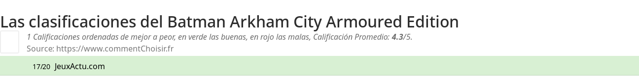 Ratings Batman Arkham City Armoured Edition