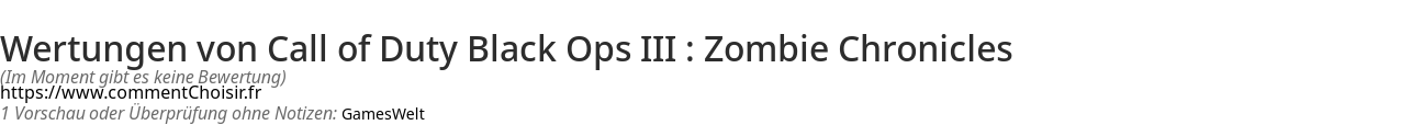 Ratings Call of Duty Black Ops III : Zombie Chronicles