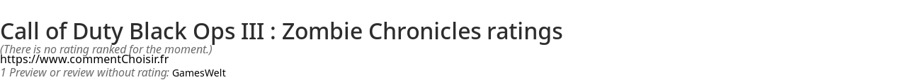 Ratings Call of Duty Black Ops III : Zombie Chronicles