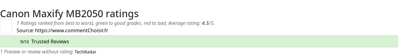 Ratings Canon Maxify MB2050