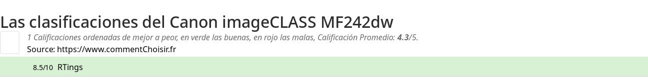 Ratings Canon imageCLASS MF242dw