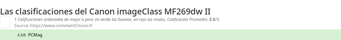Ratings Canon imageClass MF269dw II
