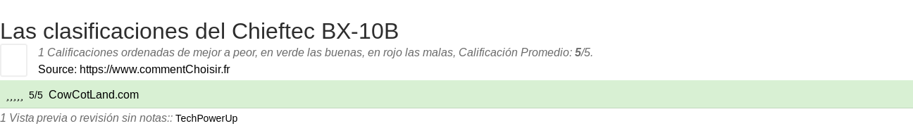 Ratings Chieftec BX-10B