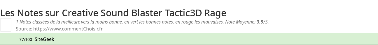 Ratings Creative Sound Blaster Tactic3D Rage