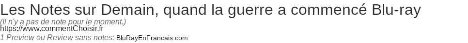 Ratings Demain, quand la guerre a commenc� Blu-ray