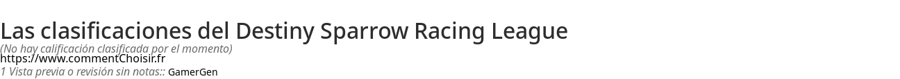 Ratings Destiny Sparrow Racing League