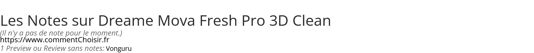 Ratings Dreame Mova Fresh Pro 3D Clean