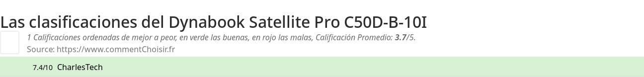 Ratings Dynabook Satellite Pro C50D-B-10I