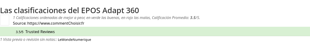 Ratings EPOS Adapt 360
