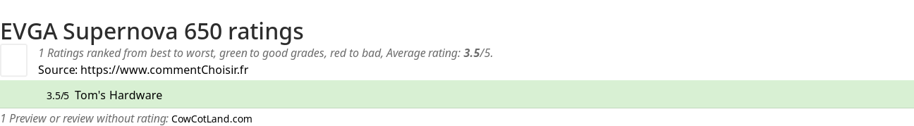 Ratings EVGA Supernova 650