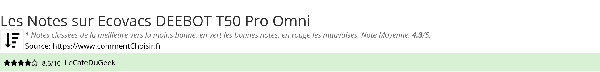 Ratings Ecovacs DEEBOT T50 Pro Omni