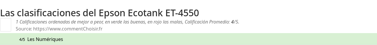 Ratings Epson Ecotank ET-4550
