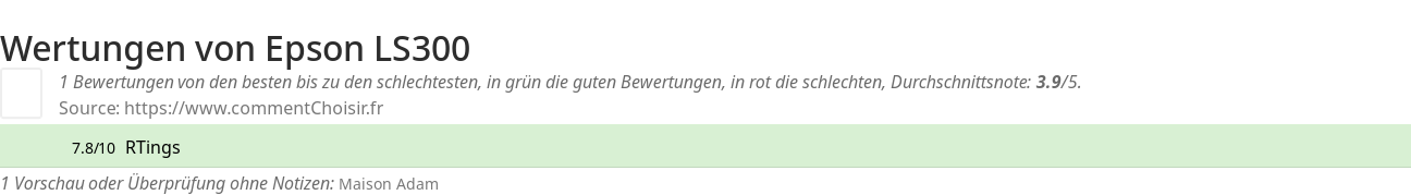 Ratings Epson LS300
