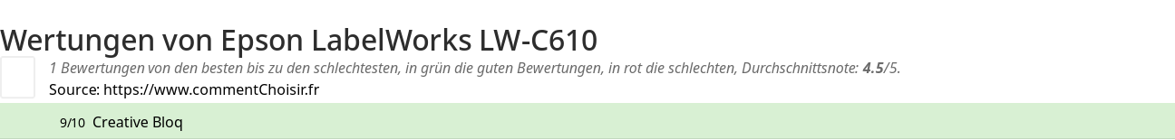 Ratings Epson LabelWorks LW-C610