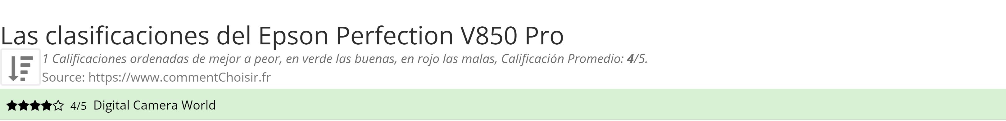 Ratings Epson Perfection V850 Pro