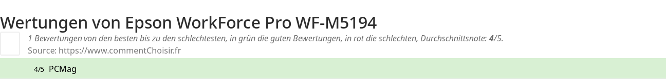 Ratings Epson WorkForce Pro WF-M5194