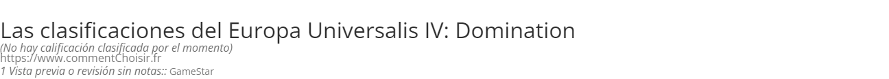 Ratings Europa Universalis IV: Domination