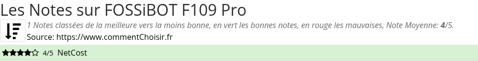 Ratings FOSSiBOT F109 Pro