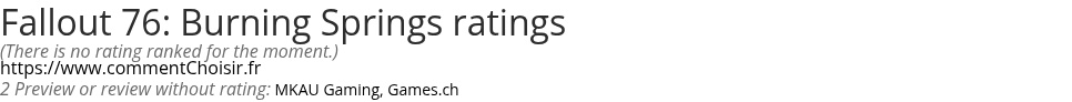 Ratings Fallout 76: Burning Springs