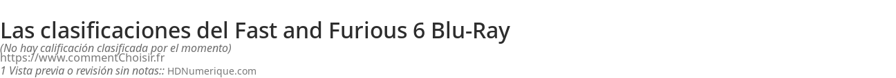 Ratings Fast and Furious 6 Blu-Ray