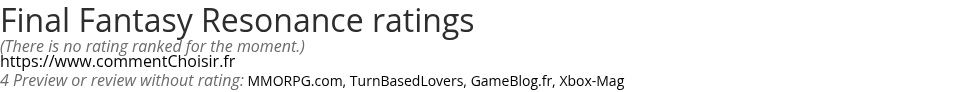 Ratings Final Fantasy Resonance