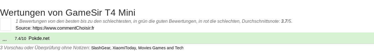 Ratings GameSir T4 Mini