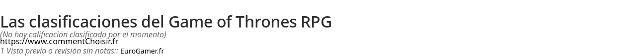 Ratings Game of Thrones RPG