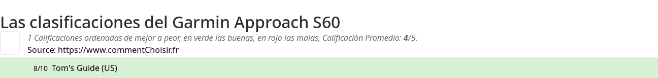 Ratings Garmin Approach S60