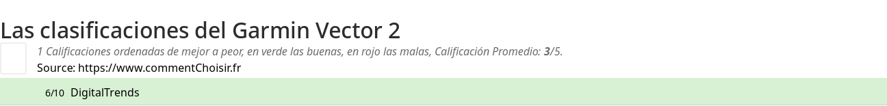 Ratings Garmin Vector 2