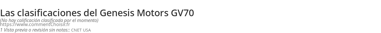 Ratings Genesis Motors GV70