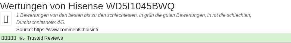 Ratings Hisense WD5I1045BWQ