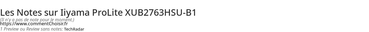 Ratings Iiyama ProLite XUB2763HSU-B1