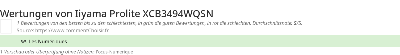 Ratings Iiyama Prolite XCB3494WQSN