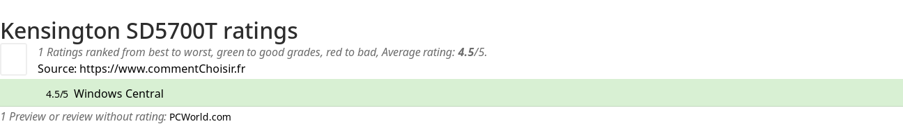 Ratings Kensington SD5700T