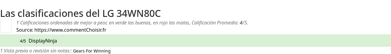 Ratings LG 34WN80C