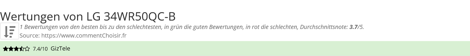 Ratings LG 34WR50QC-B