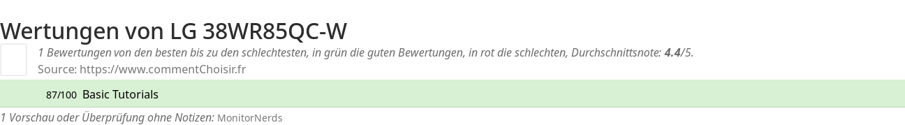 Ratings LG 38WR85QC-W