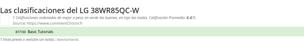 Ratings LG 38WR85QC-W