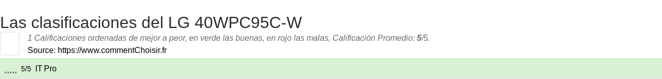 Ratings LG 40WPC95C-W
