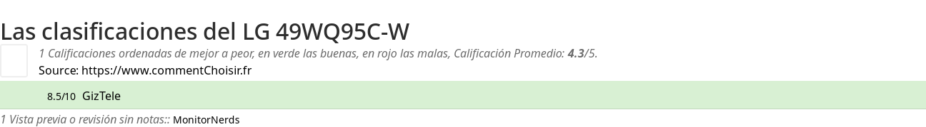 Ratings LG 49WQ95C-W