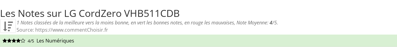 Ratings LG CordZero VHB511CDB