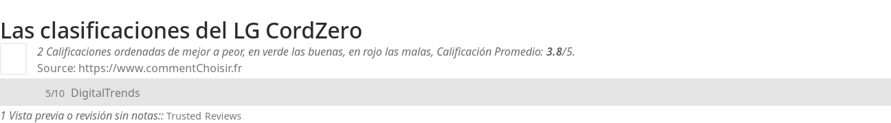 Ratings LG CordZero