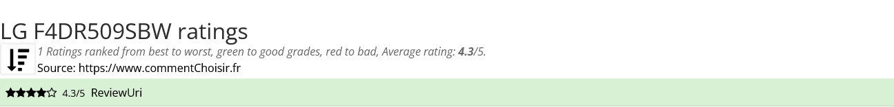 Ratings LG F4DR509SBW