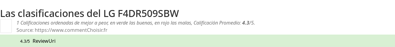 Ratings LG F4DR509SBW