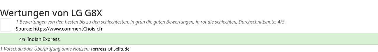 Ratings LG G8X