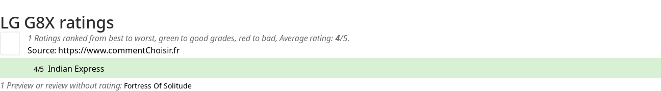 Ratings LG G8X